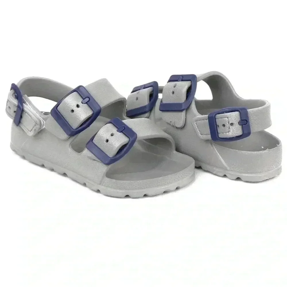 First Steps By Stepping Stones Baby Grey/Blue Sandals.